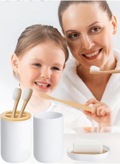 Generic Bamboo Bathroom Accessory Set Includes Soap Dispenser, Toothbrush Holder, Toothbrush Cup, Soap Dish for Decorative Countertop  - Image 2