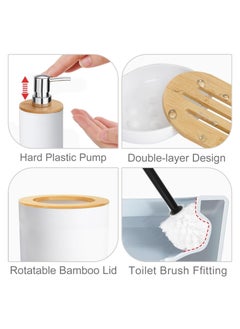 Generic Bamboo Bathroom Accessory Set Includes Soap Dispenser, Toothbrush Holder, Toothbrush Cup, Soap Dish for Decorative Countertop  - Image 3