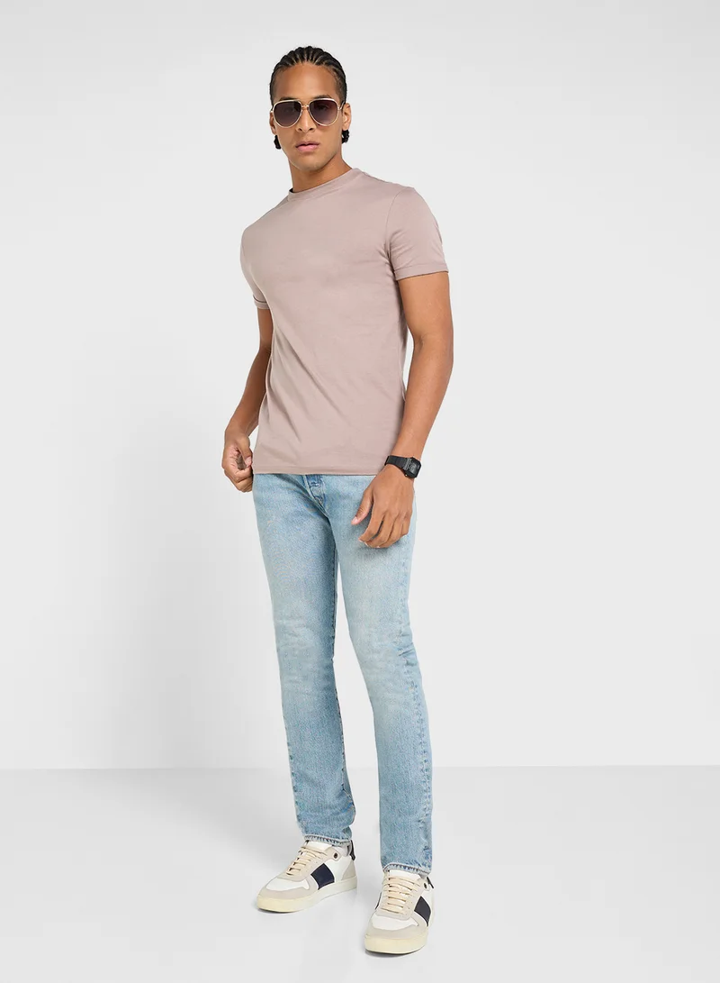 RIVER ISLAND Taupe Ss Mb Roller Tee