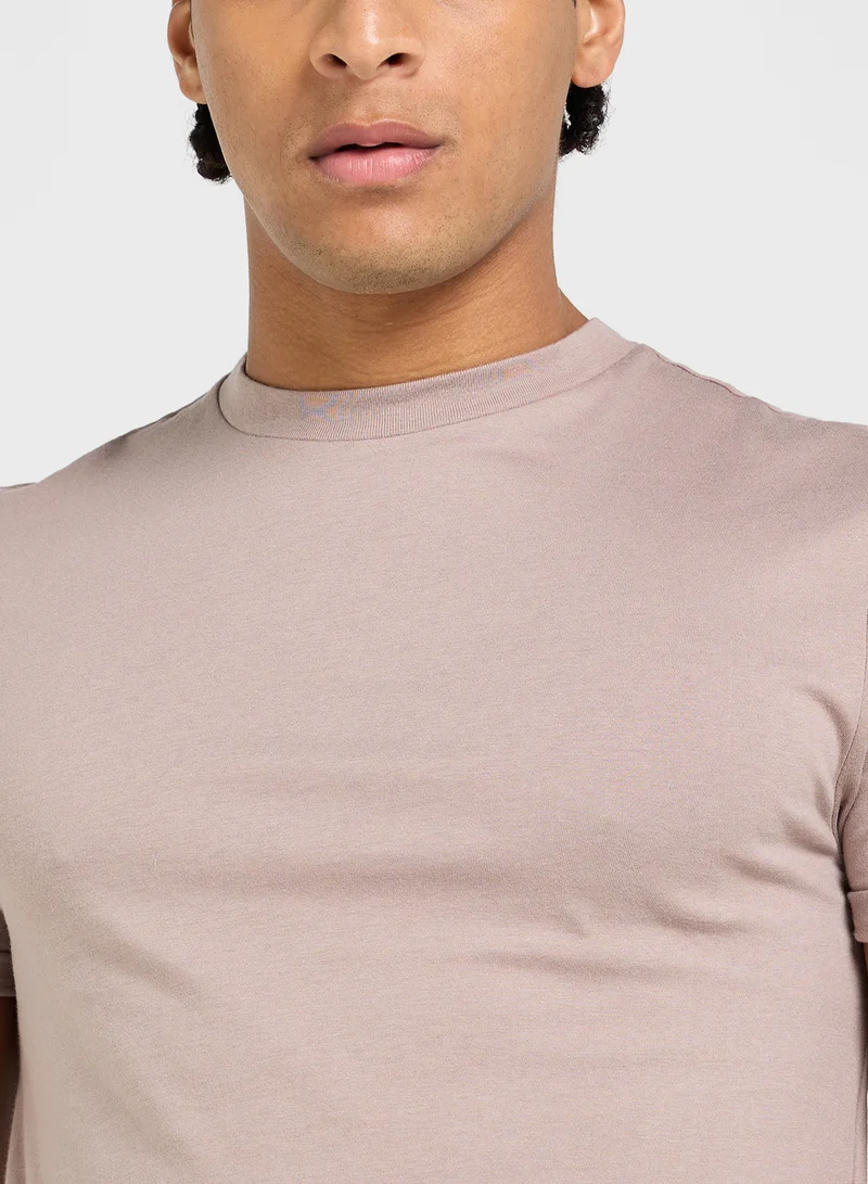 RIVER ISLAND Taupe Ss Mb Roller Tee