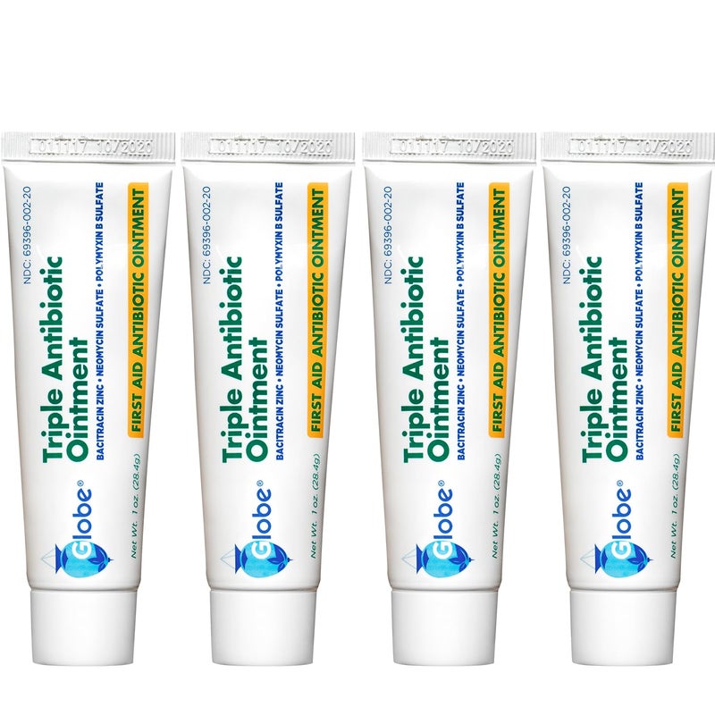 Globe (4 Pack Triple Antibiotic First Aid Ointment, 1 oz, First Aid Antibiotic Ointment, 24-Hour Infection Protection, Wound Care Treatment for Minor Scrapes, Burns and Cuts - Image 1