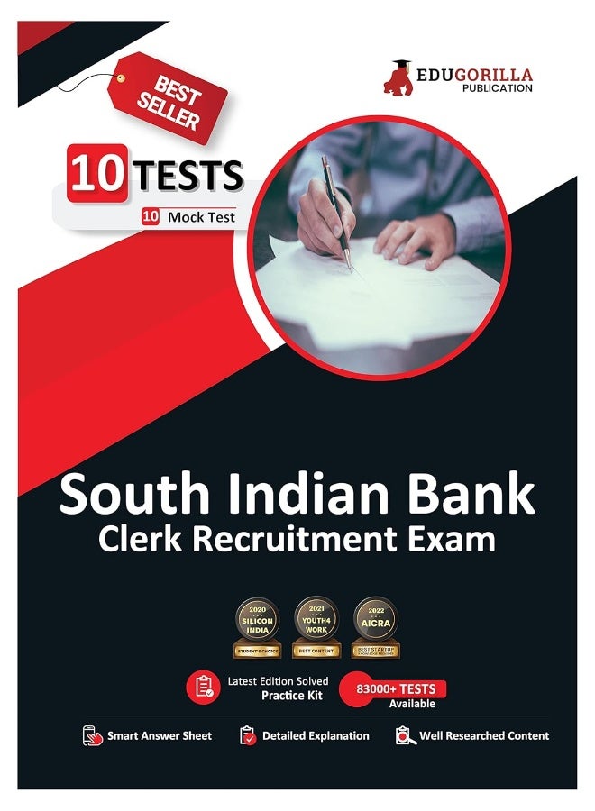 South Indian Bank Clerk Book 2024 - General/Economy/Banking Awareness, English, DA/DI, Reasoning, Computer Aptitude - 10 Mock Tests (1600 Solved MCQ) with Free Access to Online Tests - Image 1
