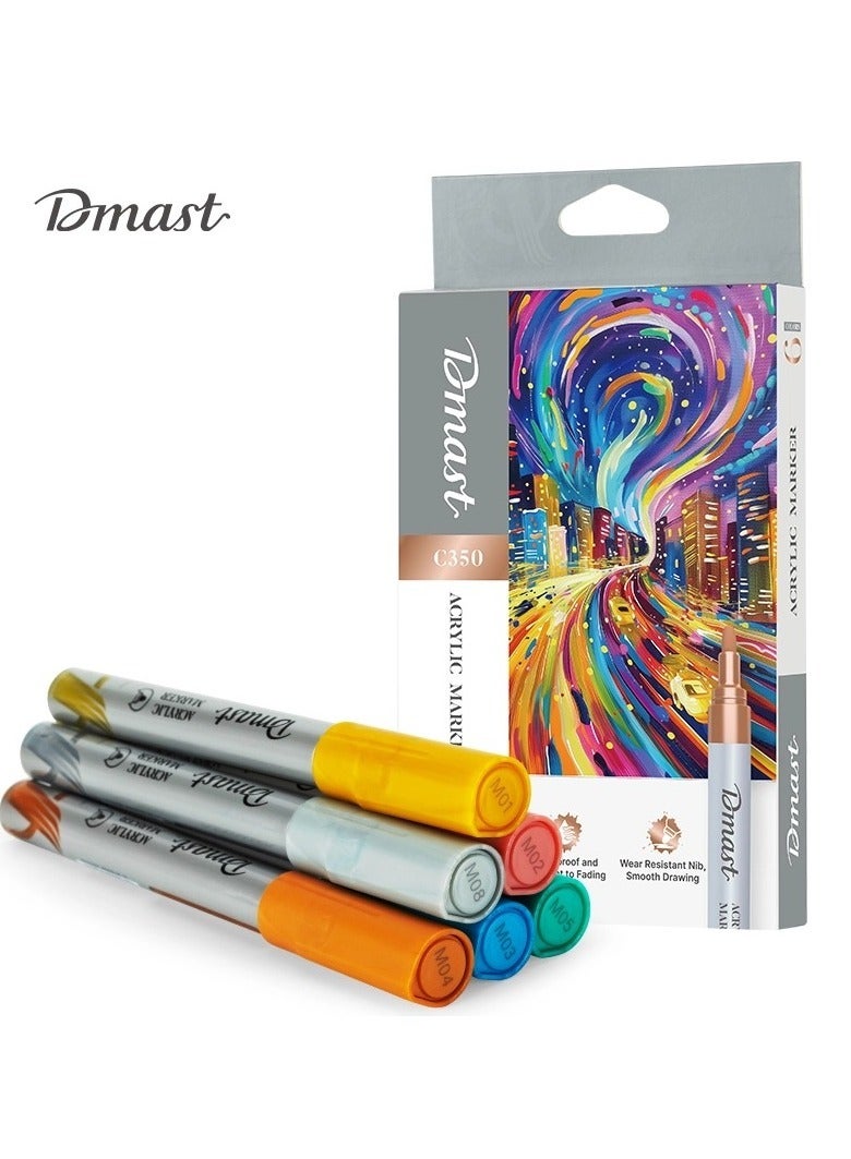 DMAST ACRYLIC MARKER 6CLR METALLIC - C350 - Image 1
