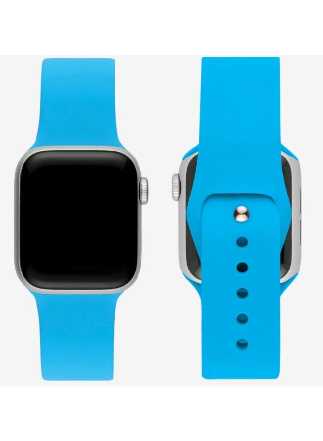 حزام رياضي من السيليكون لساعة Apple – يناسب مقاسات 42 مم/44 مم/45 مم/46 مم/49 مم – اللون الأزرق السماوي - Image 1