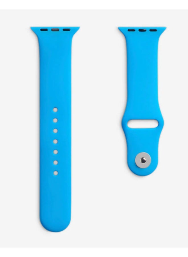 حزام رياضي من السيليكون لساعة Apple – يناسب مقاسات 42 مم/44 مم/45 مم/46 مم/49 مم – اللون الأزرق السماوي - Image 3