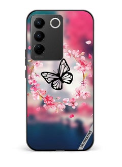Protective Case Cover For Vivo V27e Butterfly in Flower Ring Design Multicolour