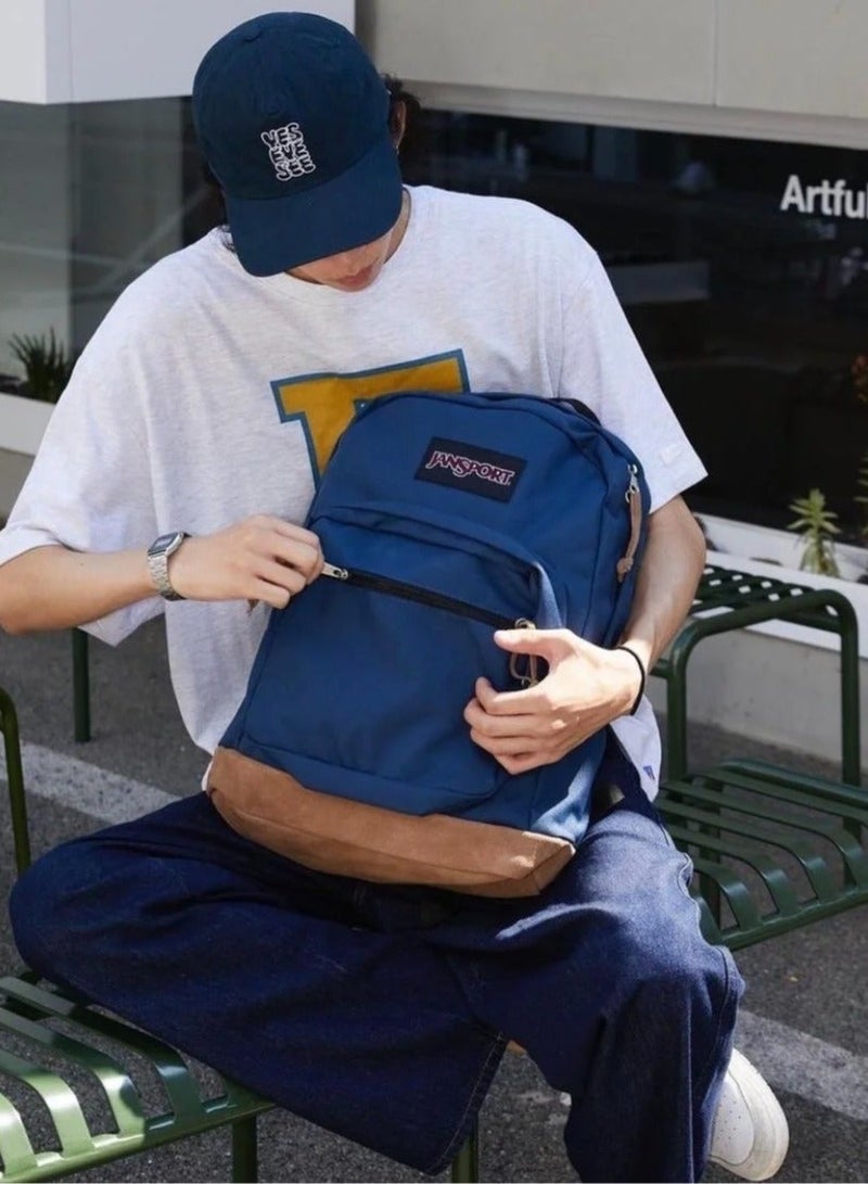 JANSPORT حقيبة مدرسية كلاسيكية ملونة مع قسم كمبيوتر من الجلد - حقيبة سفر أساسية للعودة إلى المدرسة، حقيبة لابتوب للطلاب - Image 5
