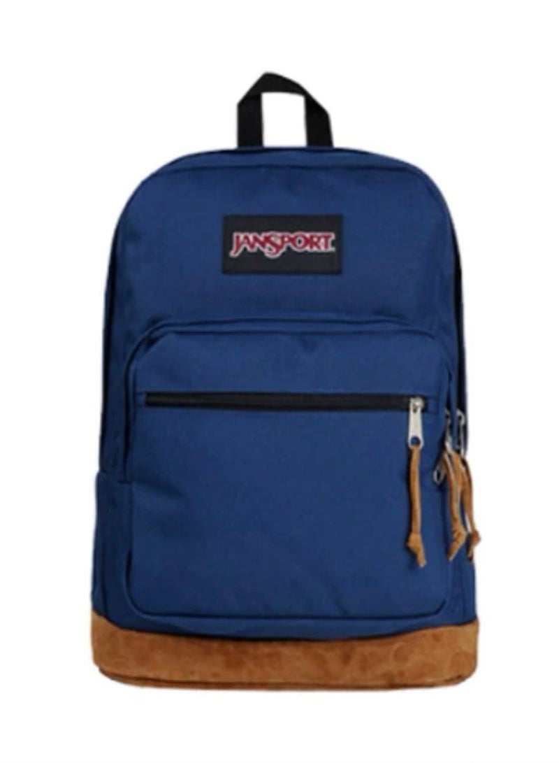 JANSPORT حقيبة مدرسية كلاسيكية ملونة مع قسم كمبيوتر من الجلد - حقيبة سفر أساسية للعودة إلى المدرسة، حقيبة لابتوب للطلاب - Image 1