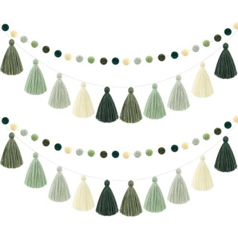 4 Pcs Pom Pom Tassel Garland Felt Pompom Ball Banner Tassel Garland for Hanging Decorations Back to School Birthday Party Supplies Home Decor - Image 1