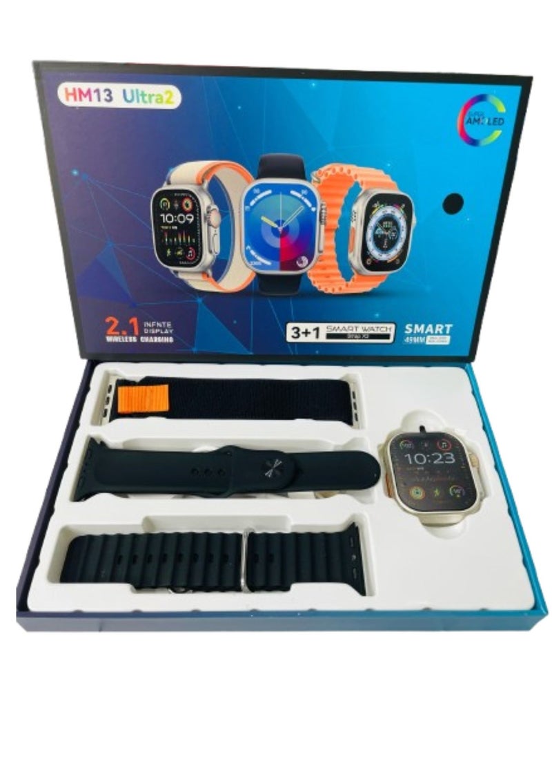 Raxoom 3 + 1 Smart Watch Ultra Touch Color Screen Bluetooth Calling Health and Sports Smartwatch Black  - Image 4