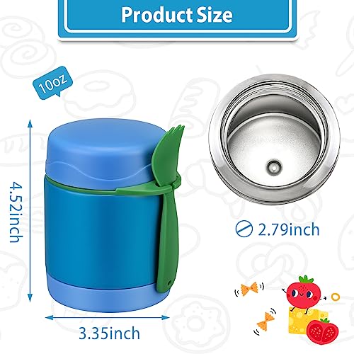 Howeemo 10oz Soup Thermo for Hot Food Kids,Lunch Thermo Kids Food Jar with Spoon Hot Insulated Food Containers,Leak Proof Stainless Steel Wide Mouth Lunch Food Jar for School(Blue) - Image 3
