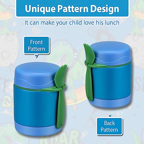 Howeemo 10oz Soup Thermo for Hot Food Kids,Lunch Thermo Kids Food Jar with Spoon Hot Insulated Food Containers,Leak Proof Stainless Steel Wide Mouth Lunch Food Jar for School(Blue) - Image 2