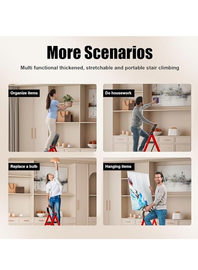 Arabest 3 Step Ladder Folding Step Stool with Wide Anti-Slip Pedal, Sturdy Steel Ladder, 3 Step Stool for Adults Portable Steel Step Stool, 330 lbs Capacity - Image 5