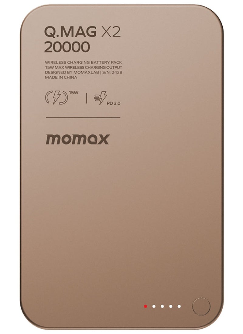 Momax - Momax Q.Mag X2 20000 mAh Magnetic Wireless Battery Pack [2nd Generation] USB-C Up to 35W PD output - Desert Titanium - Image 1