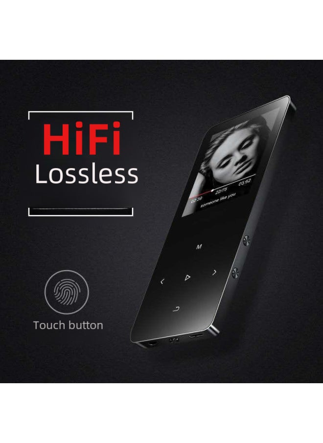 X2 Touch Screen MP3 Bluetooth External 1.8 Inch Bluetooth MP3 Player Metal Touch Screen Mp4 Music Player-Body Color:Black (Bluetooth + External)-Memory Capacity:4GB
