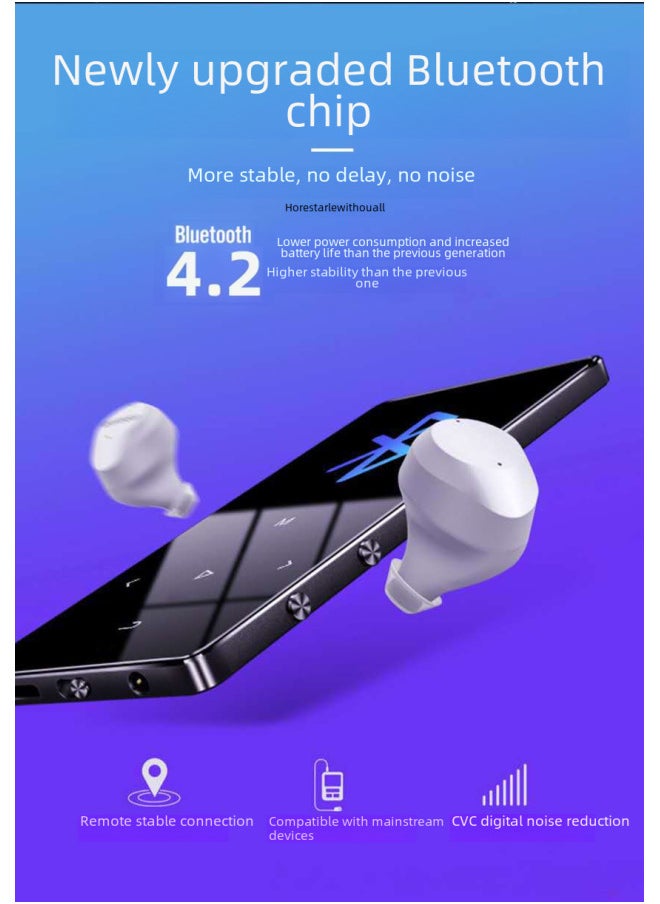 X2 Touch Screen MP3 Bluetooth External 1.8 Inch Bluetooth MP3 Player Metal Touch Screen Mp4 Music Player-Body Color:Black (Bluetooth + External)-Memory Capacity:4GB
