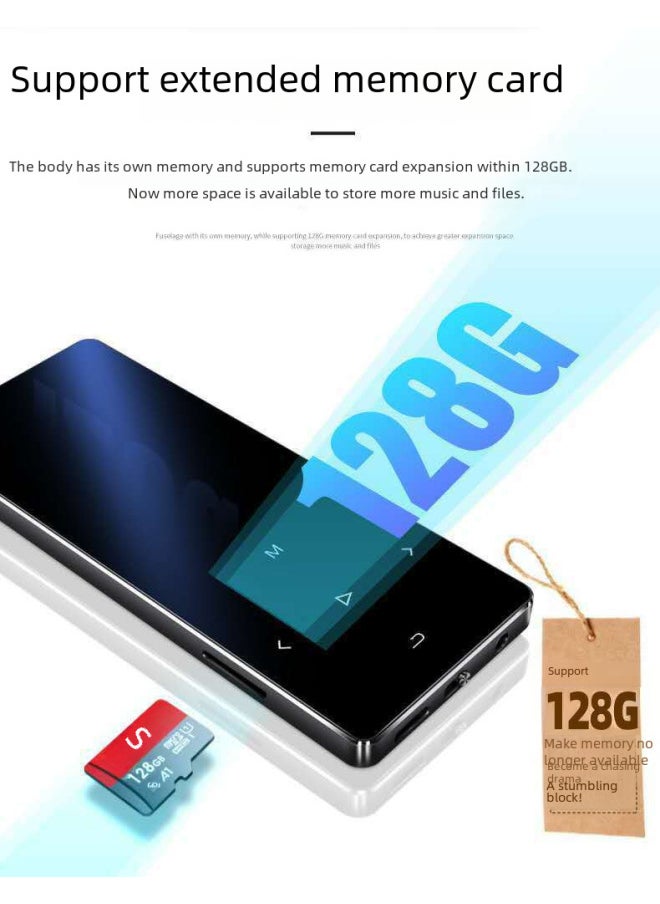 X2 Touch Screen MP3 Bluetooth External 1.8 Inch Bluetooth MP3 Player Metal Touch Screen Mp4 Music Player-Body Color:Black (Bluetooth + External)-Memory Capacity:4GB