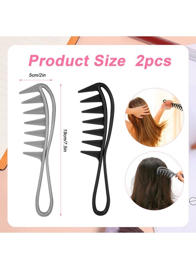 AIEX 2Pcs Wide Tooth Comb For Curly Hair Plastic Shark Teeth Hair Comb For Brushing Out Curls Hair Tool For Wet Wavy Thick Hair Wig Haircut Salon Women Men  - Image 3