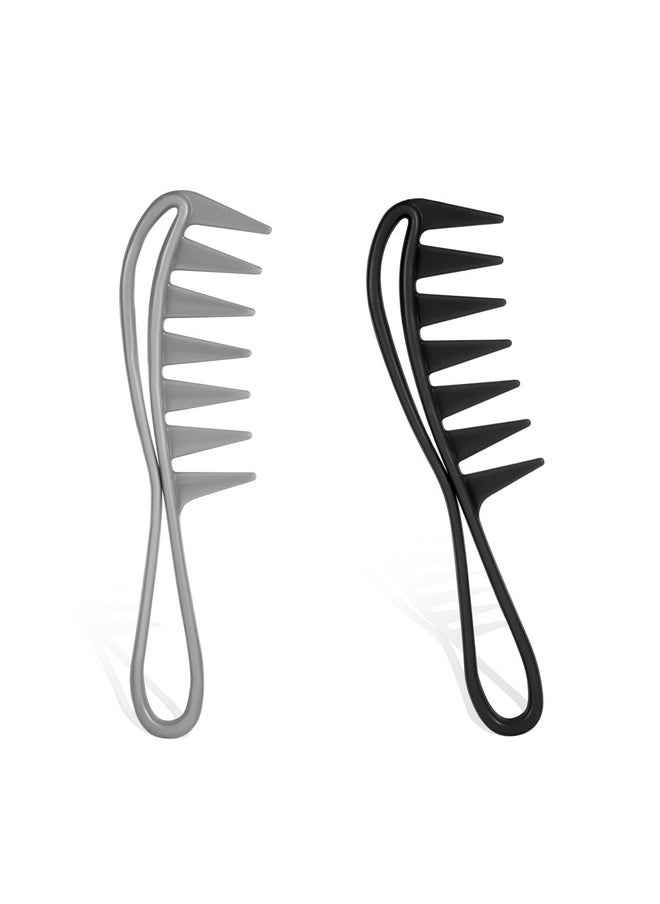AIEX 2Pcs Wide Tooth Comb For Curly Hair Plastic Shark Teeth Hair Comb For Brushing Out Curls Hair Tool For Wet Wavy Thick Hair Wig Haircut Salon Women Men  - Image 1