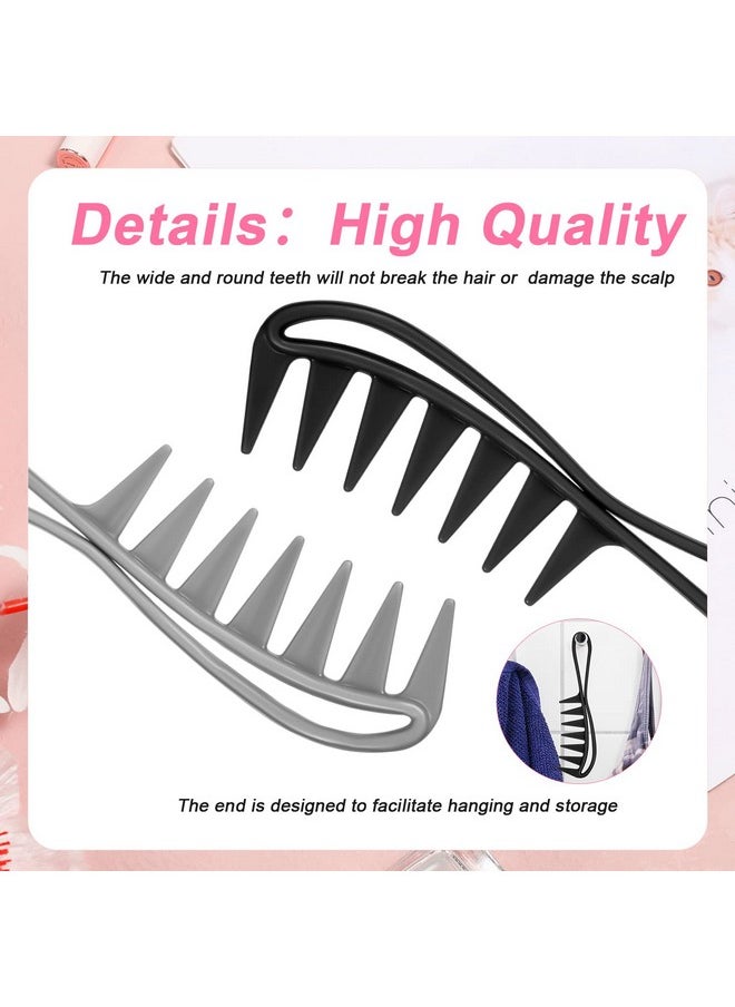 AIEX 2Pcs Wide Tooth Comb For Curly Hair Plastic Shark Teeth Hair Comb For Brushing Out Curls Hair Tool For Wet Wavy Thick Hair Wig Haircut Salon Women Men  - Image 4