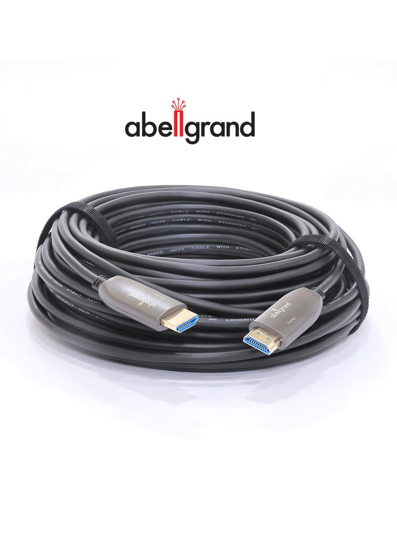 Abellgrand HDMI 30m AOC 8K 2.1 AGcon Cable comes with durable construction and ultra-sleek design. Abellgrand 8K/UHD/HDR OPTICAL 8K 2.1 HDMI Hybrid cables utilize fiber to transmit HDMI data and clock portions of the signal. Supports 8K@60Hz/ 48Gbps, 4K@120Hz/18Gbps Compatible with HDMI 2.1 Units: Transmitter (Source) Receiver (Display) Video Bandwidth: 48Gbps, (12 Gbps/x4 Channel FRL) Watch 8K video contents, game console, laptop or tablet on an Ultra HD television, monitor or projector. - Image 1