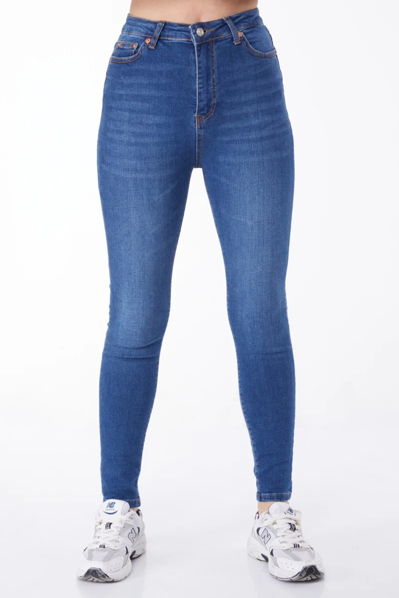 Tofisa Plain Mid Women's Blue Skinny Leg Jeans - 25194