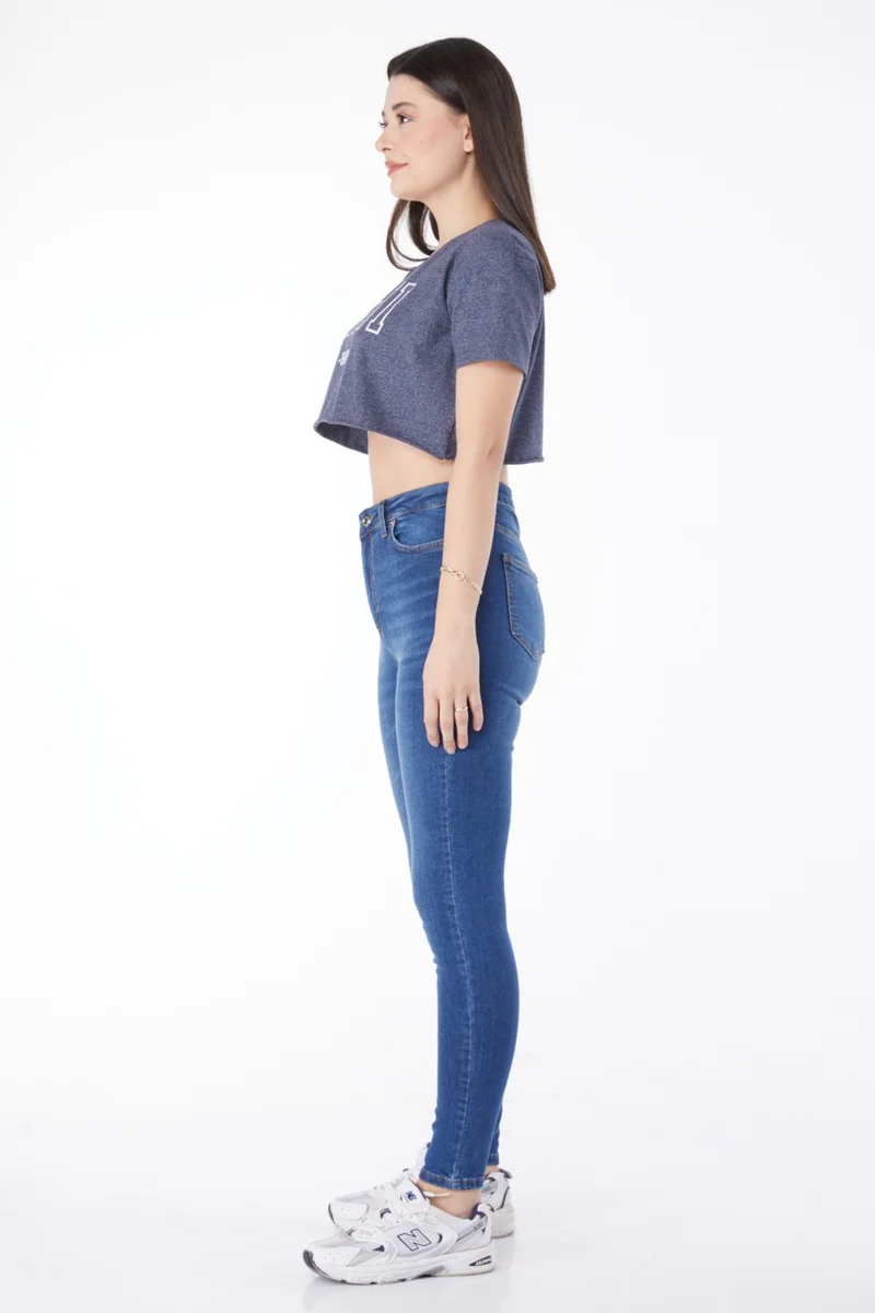 Tofisa Plain Mid Women's Blue Skinny Leg Jeans - 25194