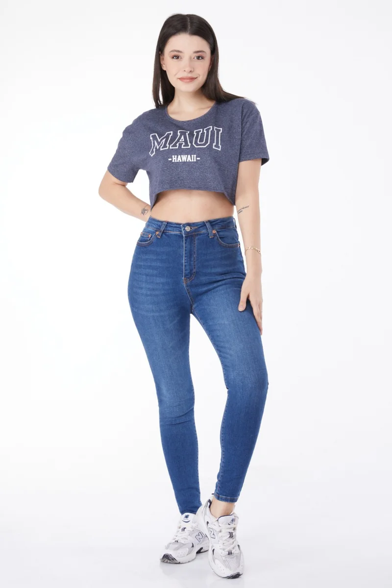 Tofisa Plain Mid Women's Blue Skinny Leg Jeans - 25194