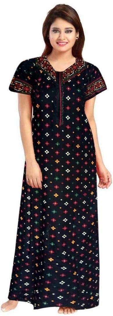 NEGLIGEE Women's Cotton Printed Maxi Nightgown Nighty for Women Ankle Length Night Dress - Pack of 2 (Free Size, Blue&Brown) - Image 4
