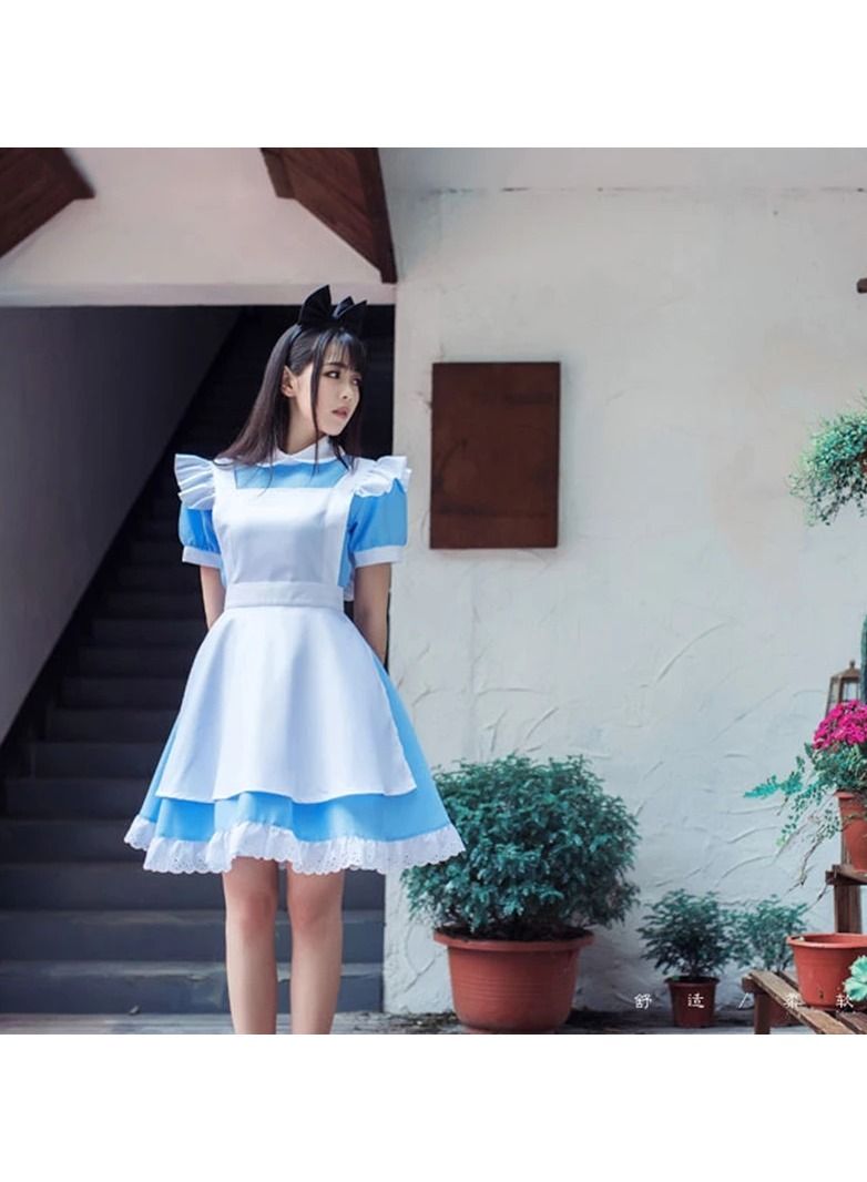 لعبة بلاد العجائب حفلة تنكرية أليس زي أنيمي سيسي خادمة فستان موحد حلو لطيف لوليتا - Image 2