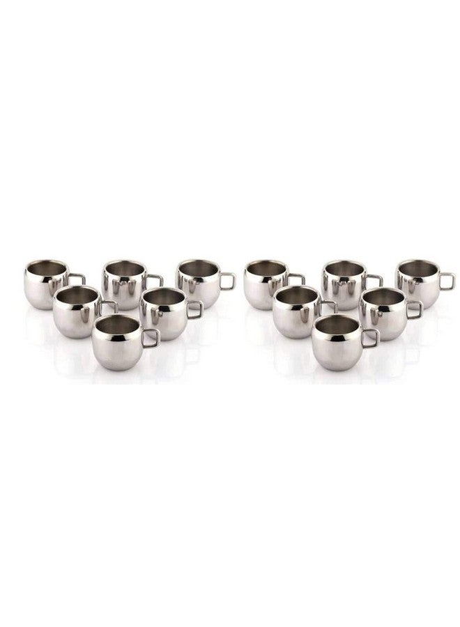 VISAXMI VISAXMI® Tea & Coffee Cups| Stainless Steel Double Wall Cup| Latest Stylish Design Cold Outside Hot Inside Double Walled Stainless Steel Cup & Coffee Mugs (12pcs Apple Shape Tea Cup) - Image 1