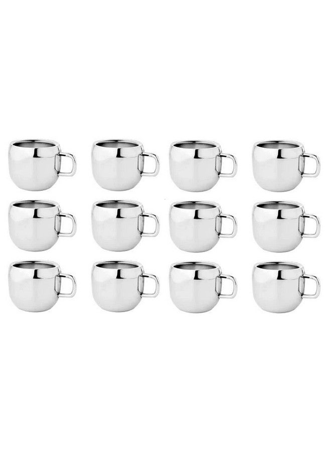 VISAXMI VISAXMI® Tea & Coffee Cups| Stainless Steel Double Wall Cup| Latest Stylish Design Cold Outside Hot Inside Double Walled Stainless Steel Cup & Coffee Mugs (12pcs Apple Shape Tea Cup) - Image 2