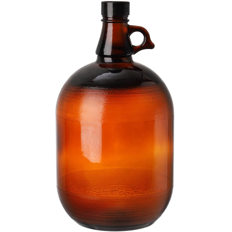 Dicunoy Dicunoy 1 Gallon Glass Jugs Amber Fermenting Bottle with Seal Lid 128oz Watter Bottle with Handle for Kombucha Beer Juice Milk Limoncello Home Decoration Change Jar Farmhouse Flower Vase 