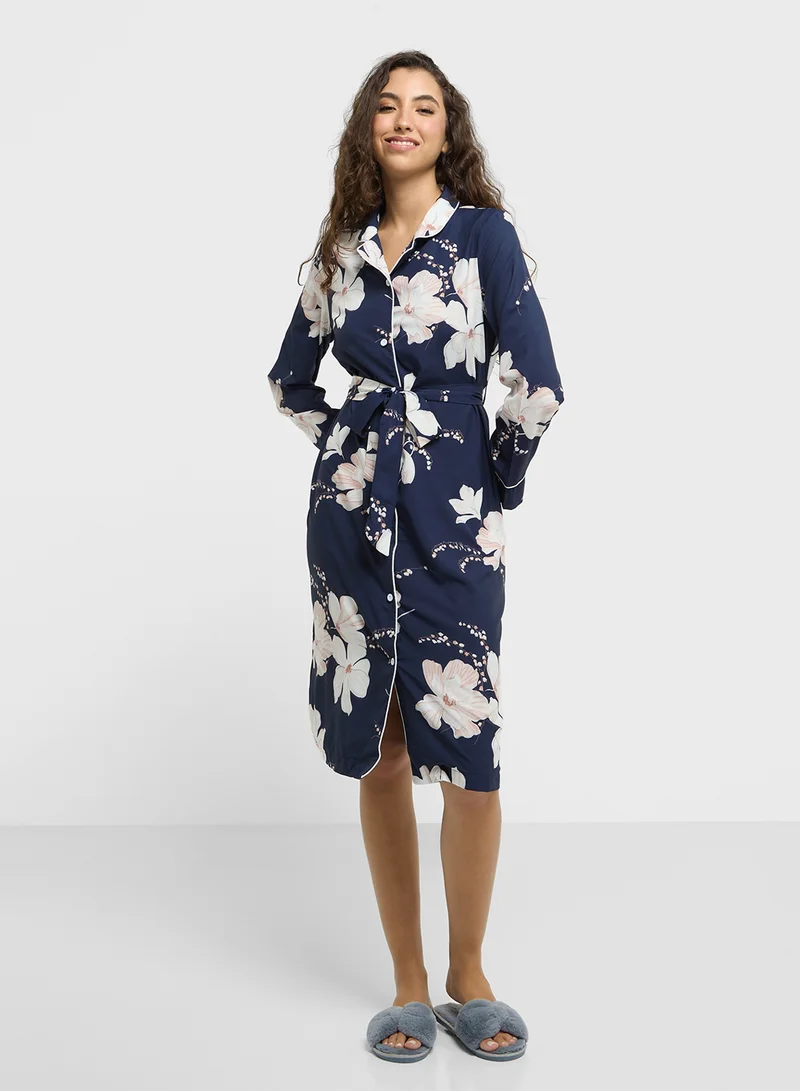 جينجر Floral Print Sleep Shirt