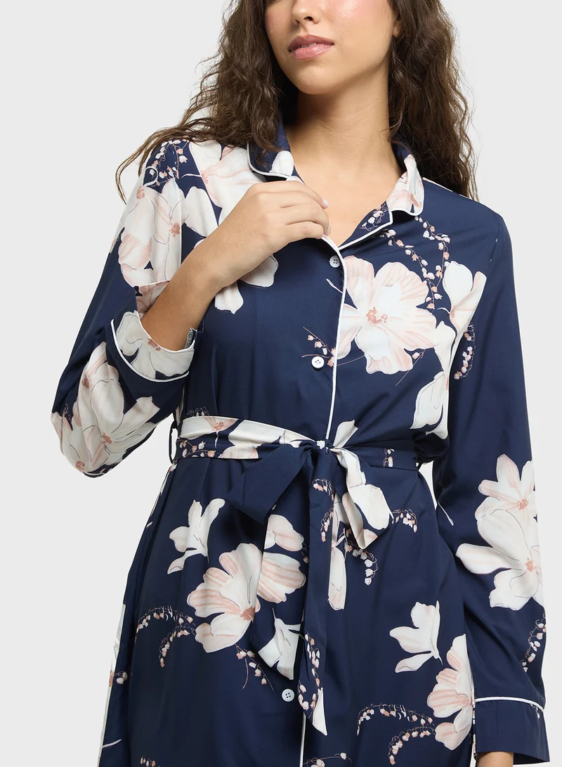 جينجر Floral Print Sleep Shirt