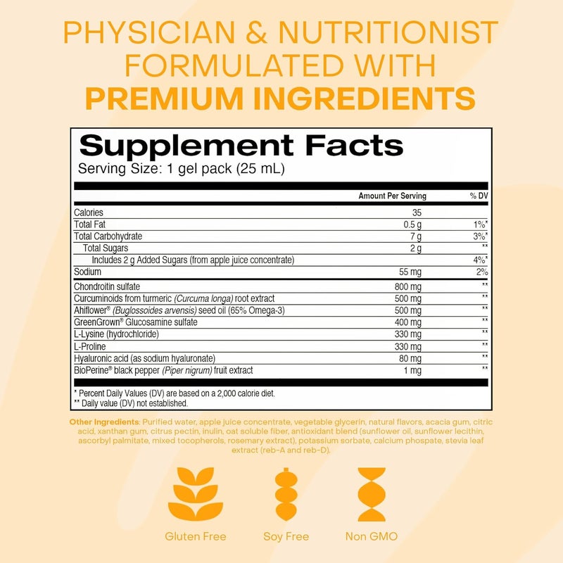 Healthycell Joint Health  Mobility Daily Liquid Supplement  Joint Support Supplement Inflammation Response Cartilage  Flexibility with Curcumin Glucosamine  Chondroitin  30 Gel Packs - Image 5