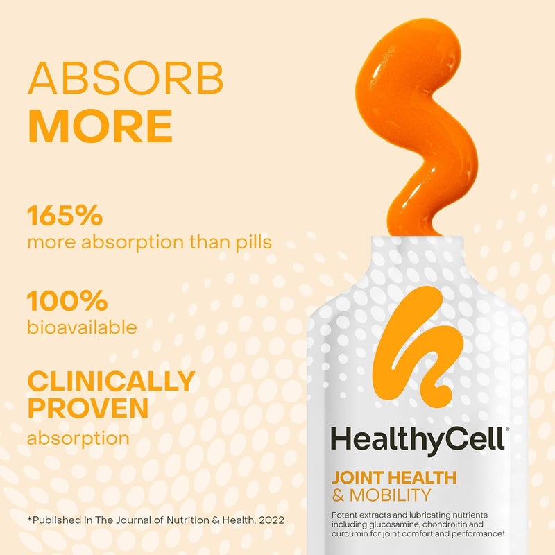 Healthycell Joint Health  Mobility Daily Liquid Supplement  Joint Support Supplement Inflammation Response Cartilage  Flexibility with Curcumin Glucosamine  Chondroitin  30 Gel Packs - Image 3