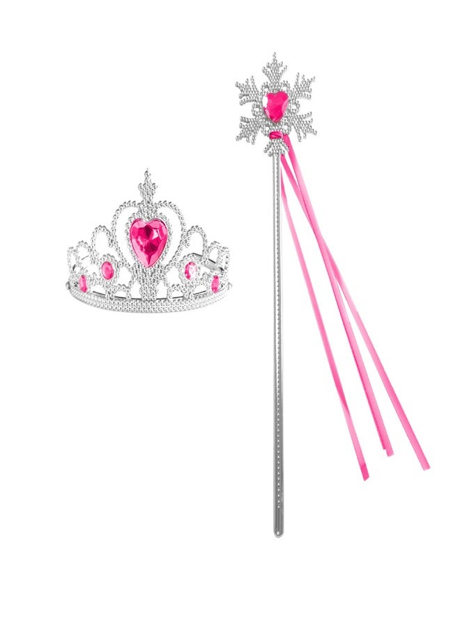 Loquat - hildren's Peach Heart with Diamond MagicCrown Set Princess Jewelry C Stick Rose Red - Image 1