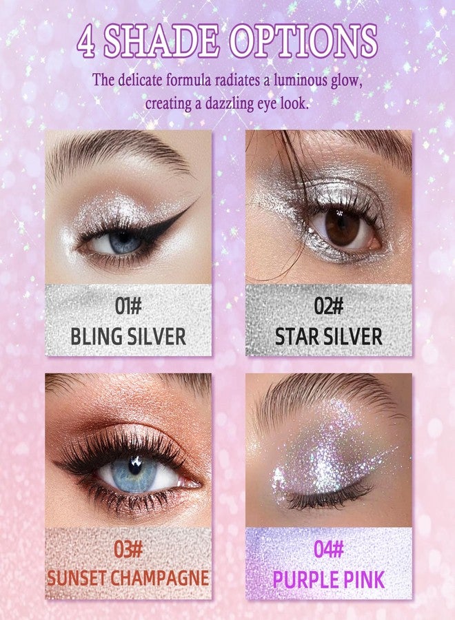 Euphily Liquid Glitter Eyeliner Stick, Waterline Cream Matte Eye Liner & Eyeshadow, Single Metallic Shimmer Water Line Eyes Liner for Daily Makeup, 01# Bling Silver - Image 4