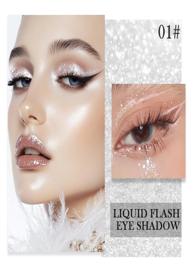 Euphily Liquid Glitter Eyeliner Stick, Waterline Cream Matte Eye Liner & Eyeshadow, Single Metallic Shimmer Water Line Eyes Liner for Daily Makeup, 01# Bling Silver - Image 2