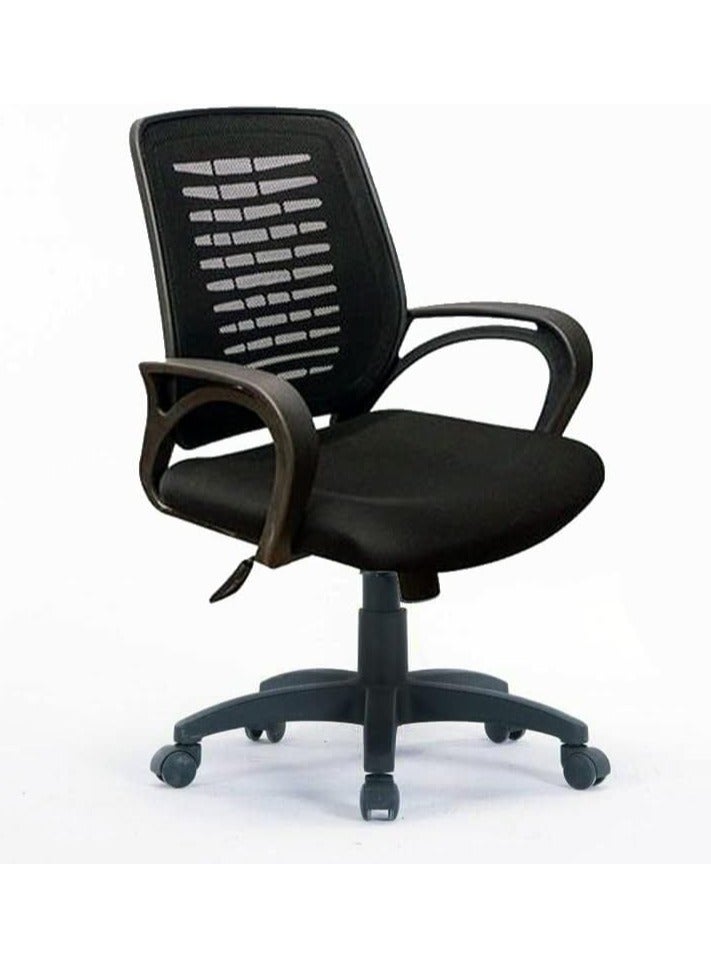 Generic Office Chair with Medium Back and Wheels, Fabric, Black - Image 1