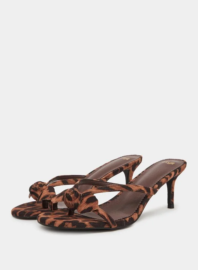Styli Leopard Print Stiletto Heel Sandals