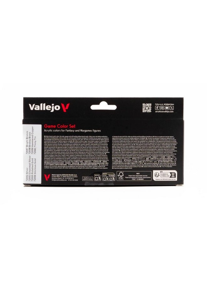 Vallejo - Paints: Game Color Paint: Metallic Colors 72303 8 Colors 17Ml Bottles Brilliant & Versatile Set For Stunning Model & Miniature Finishes - Image 1
