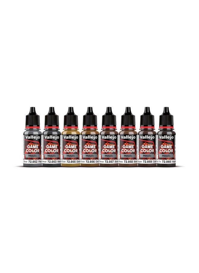 Vallejo - Paints: Game Color Paint: Metallic Colors 72303 8 Colors 17Ml Bottles Brilliant & Versatile Set For Stunning Model & Miniature Finishes - Image 1