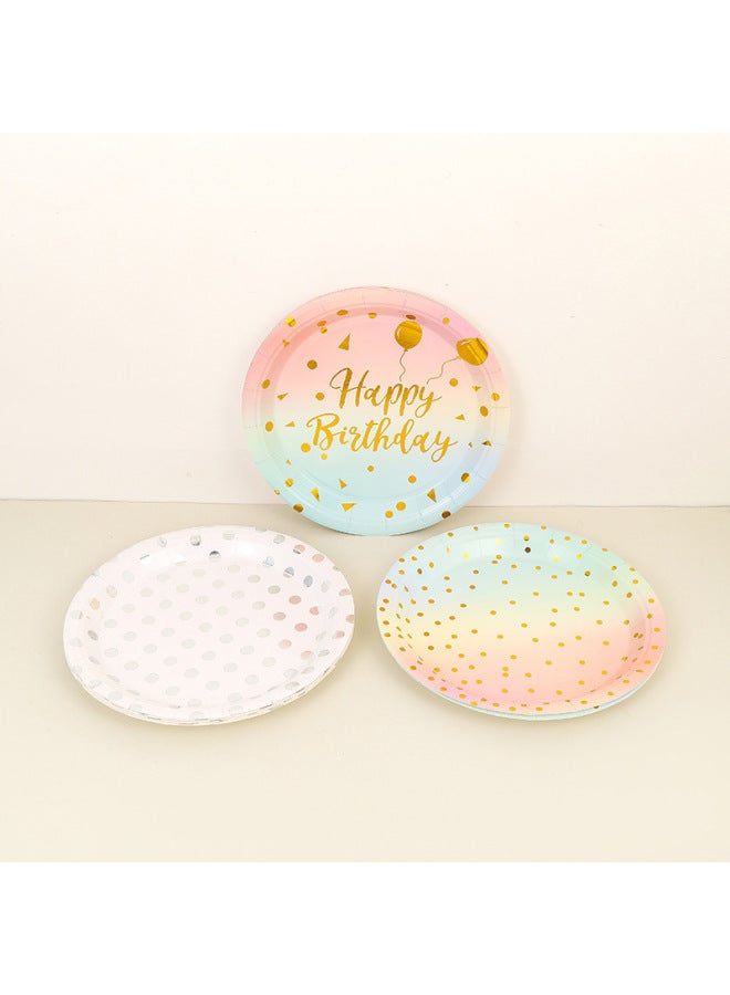 Pink Bronzing Small Dot Disposable Party Birthday Tableware Suit Paper Cup Paper Tray Paper Towel Decoration-Color:9 Ounces 16 Paper Cups 3 - Image 4