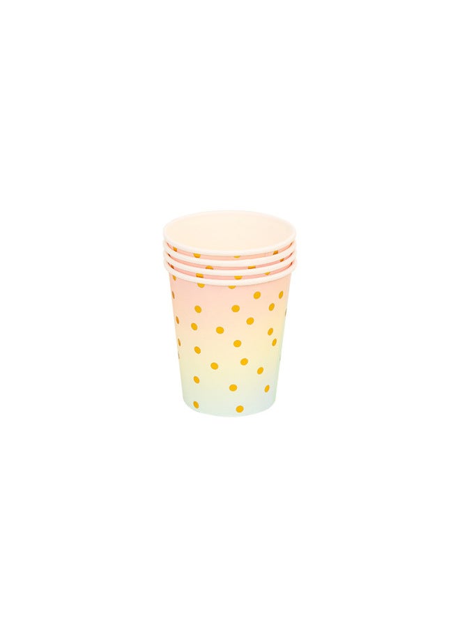 Pink Bronzing Small Dot Disposable Party Birthday Tableware Suit Paper Cup Paper Tray Paper Towel Decoration-Color:9 Ounces 16 Paper Cups 3 - Image 1
