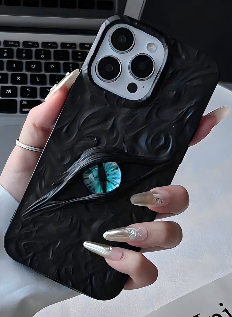 جراب هاتف فاخر متوافق مع Iphone 13 Pro Max فاخر بتصميم عين غامضة ثلاثية الأبعاد، خامة قوية للحماية من الصدمات والخدوش، ملمس مريح ومظهر عصري أنيق لهاتف ايفون 13 برو ماكس - اسود داكن - Image 2