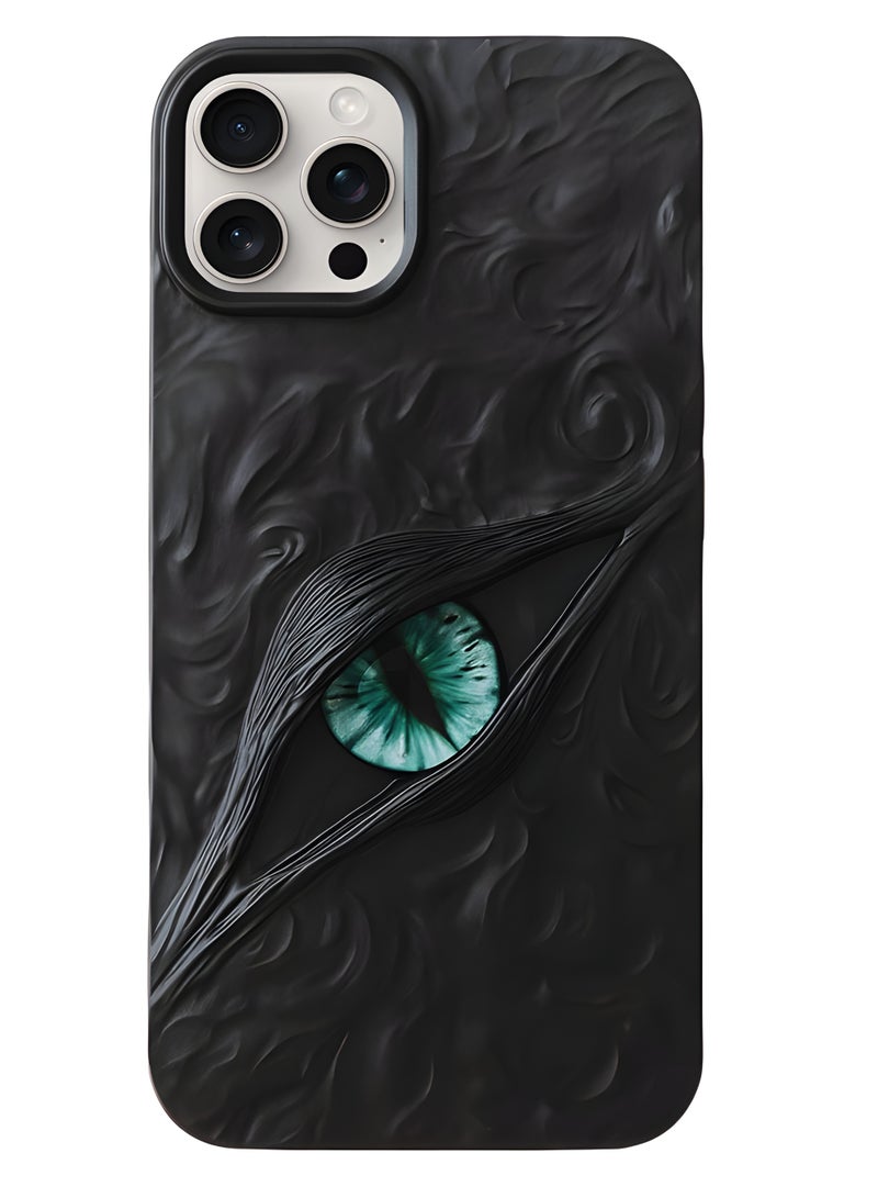 جراب هاتف فاخر متوافق مع Iphone 13 Pro Max فاخر بتصميم عين غامضة ثلاثية الأبعاد، خامة قوية للحماية من الصدمات والخدوش، ملمس مريح ومظهر عصري أنيق لهاتف ايفون 13 برو ماكس - اسود داكن - Image 1