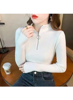 Generic 2022 Autumn Winter Slim Knit Turtleneck Sweater Black (love zipper)  - Image 2