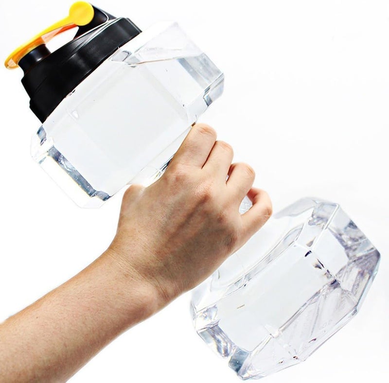 Dulcii 2.2L Dumbbell Shape Water Bottle, PETG Eco-friendly Sports Fitness Exercise Water Jug for Gym, Yoga, Running, Outdoors, Cycling, and Camping (Transparent) - Image 1